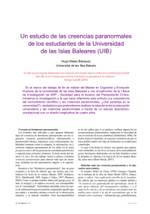 Descargar artículo UN ESTUDIO DE LAS CREENCIAS PARANORMALES DE LOS ESTUDIANTES DE LA UNIVERSIDAD DE LAS ISLAS BALEARES (UIB) en PDF