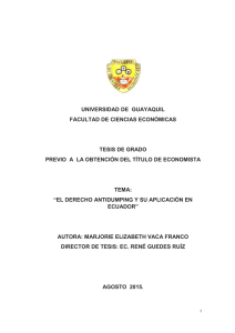 UNIVERSIDAD DE  GUAYAQUIL FACULTAD DE CIENCIAS ECONÓMICAS TESIS DE GRADO