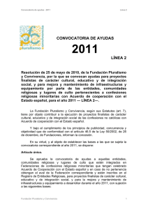 2011  CONVOCATORIA DE AYUDAS LÍNEA 2