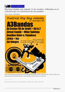 Hip hop rebelde este sábado 11 de octubre: A3Bandas en... concierto por la convivencia de los pueblos _______________