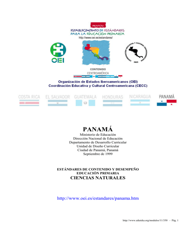 Panam : Est Ndares De Contenido Y Desempe O En Ciencias Naturales