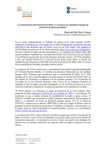 La transferència internacional de dades: es recupera un estàndard europeu... protecció de dades personals?