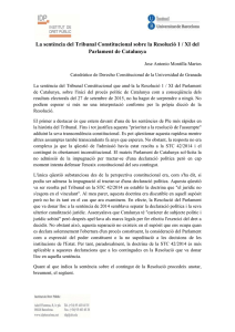 La sentència del Tribunal Constitucional sobre la Resolució 1 /... Parlament de Catalunya