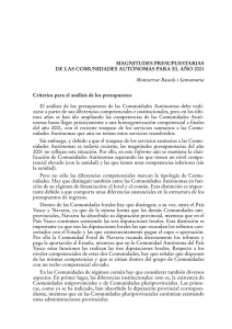 Magnitudes presupuestarias de las Comunidades Autónomas para el año 2001