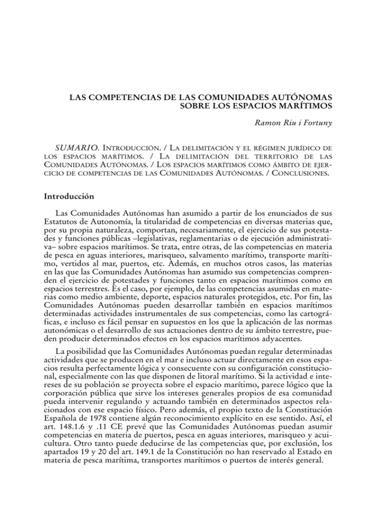 Las Competencias De Las Comunidades Autónomas Sobre Los Espacios Marítimos