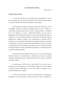 I. VALORACIÓN GENERAL Consideraciones generales  Joaquín Tornos