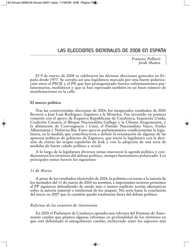 Las elecciones generales de 2008 en España