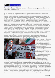 Resistencia en México frente a inminente aprobación de la Reforma Energética