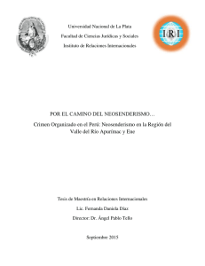 Por el camino del neosenderismo: Crimen organizado en el Perú. Neosenderismo en la Región del Valle del Río Apurimac y Ecne
