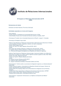 III Congreso en Relaciones Internacionales del IRI (2006)