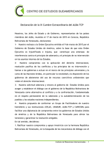 Declaración de la IX Cumbre Extraordinaria del ALBA-TCP