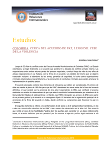 Estudios COLOMBIA: CERCA DEL ACUERDO DE PAZ, LEJOS DEL CESE