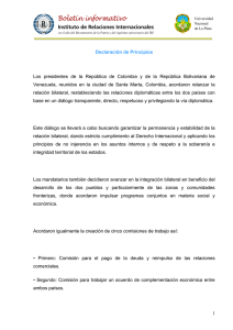 Declaraci n de Principios adoptada al finalizar la reuni n celebrada entre los presidente de Venezuela y Colombia en la Quinta de San Pedro Alejandrino, en Santa Marta