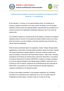 Comunicado de Prensa Conjunto con motivo de la firma de los acuerdos bilaterales Argentina - Uruguay