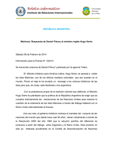 Respuesta argentina al ministro Hugo Swire