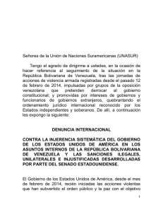 Denuncia de Venezuela contra la injerencia sistem tica de los Estados Unidos de Am rica en asuntos internos de la Rep blica Bolivariana de Venezuela