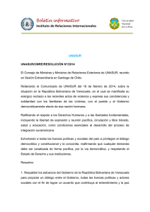 Resoluci n del Consejo de Ministras y Ministros de Relaciones Exteriores de UNASUR sobre la situaci n de Venezuela
