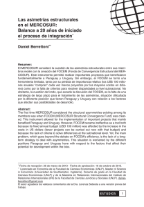 “Las asimetrías estructurales en el MERCOSUR: Balance a 20 años de iniciado el proceso de integración”