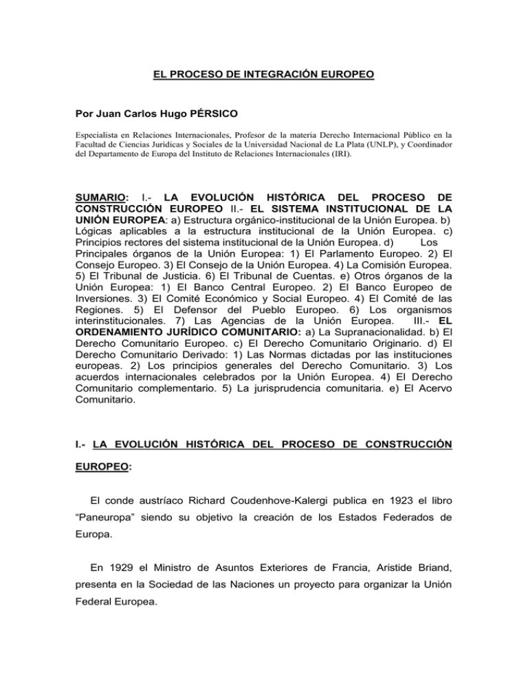 El Proceso de Integración Europeo