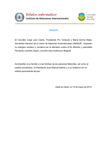 Presidencia Pro T mpore y la Secretar a General de la UNASUR por los atentados en la ciudad de Bogot