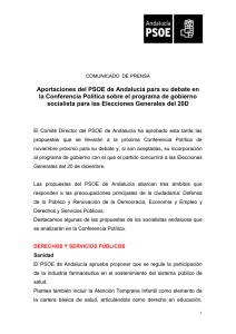 Aportaciones del PSOE de Andalucía para su debate en