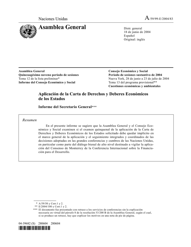 99E onu aplicacion Carta Derechos Deberes Economicos
