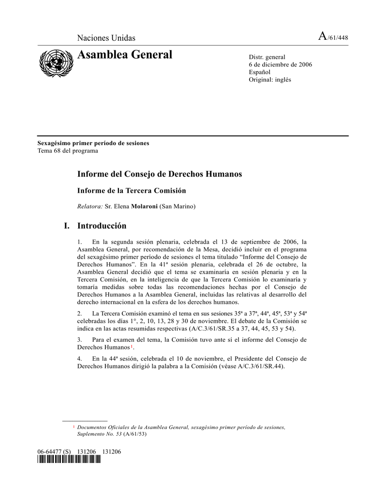 Agnu 61 448 Informe Del Consejo De Derechos Humanos 1169