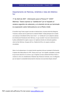 Canciller�a Argentina - Informaci�n para la Prensa N 124-07 - 17 de abril de 2007