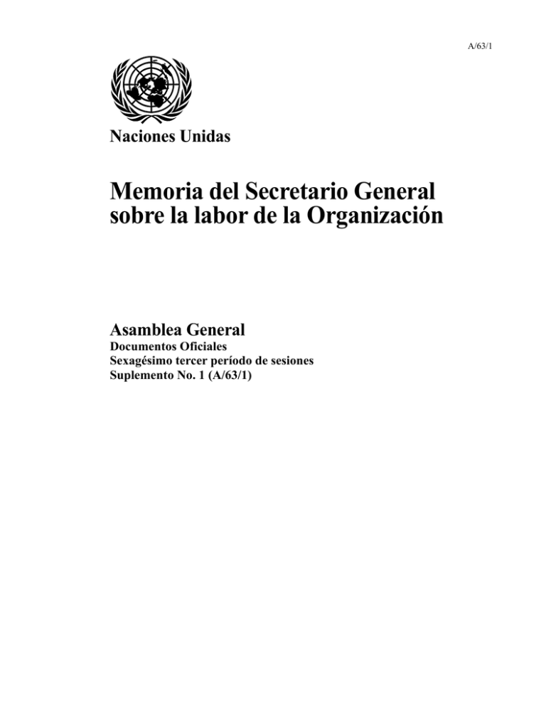 Memoria Anual Del Secretario General Sobre La Labor De La Organizaci N 2008