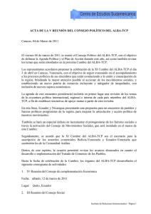 ACTA DE LA V REUNIÓN DEL CONSEJO POLÍTICO DEL ALBA-TCP