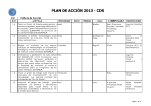 PLAN DE ACCIÓN 2013 - CDS EJE 1 Políticas de Defensa RESPONSABLE ACTIVIDAD