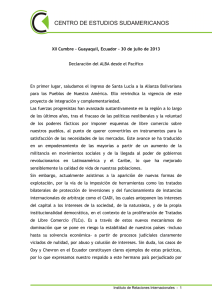 XII Cumbre - Guayaquil, Ecuador - 30 de julio de... Declaración del ALBA desde el Pacífico
