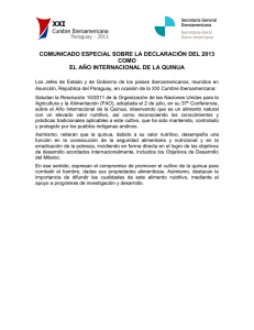 Comounicado Especial sobre la Declaraci�n del 2013 como el A�o Internacional de la Quinua