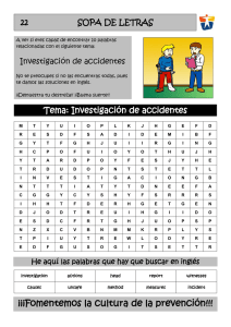 22 SOPA DE LETRAS Investigación de accidentes