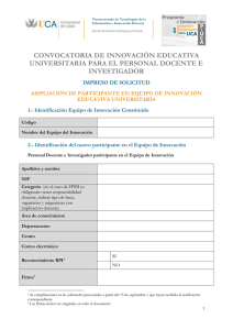 CONVOCATORIA DE INNOVACIÓN EDUCATIVA UNIVERSITARIA PARA EL PERSONAL DOCENTE E INVESTIGADOR
