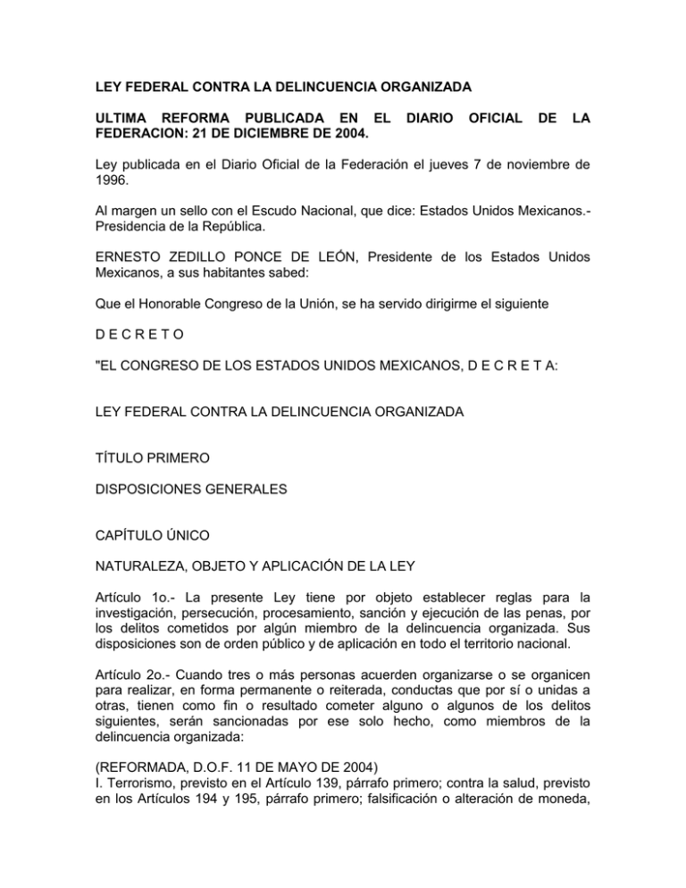 10 Ley Contra Delincuencia Organizada 1 Ley Contra La Delincuencia