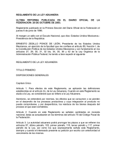 REGLAMENTO DE LA LEY ADUANERA  FEDERACION: 28 DE OCTUBRE DE 2003.