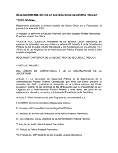 REGLAMENTO INTERIOR DE LA SECRETARIA DE SEGURIDAD PUBLICA  TEXTO ORIGINAL.