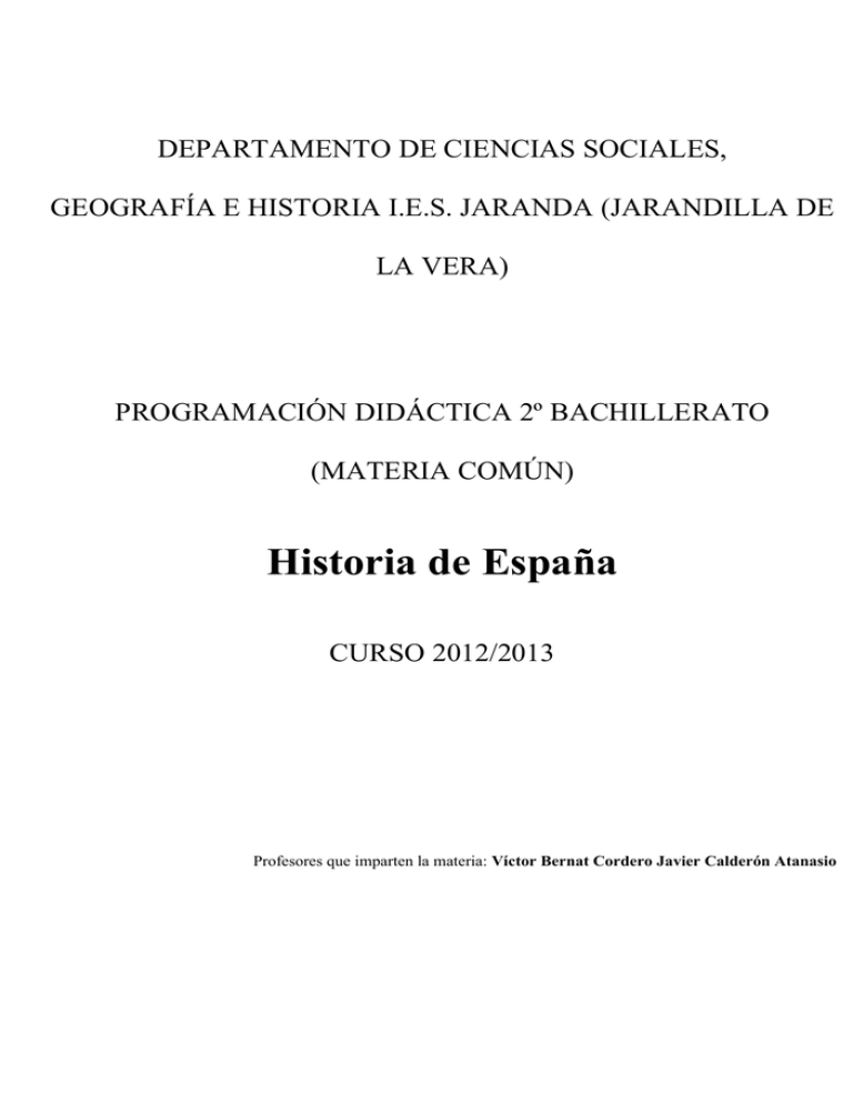 Historia De Espa a 2 Bachillerato