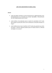   ¿Qué actividades del Plan de Acción Nacional para... recomendaciones  de  la  Comisión  de ... ADVANCE QUESTIONS TO SRI LANKA