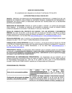 AVISO DE CONVOCATORIA SGLIC 002-2014