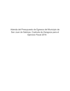Adenda Presupuesto de Egresos 2016 Mpio de San Juan de Sabinas