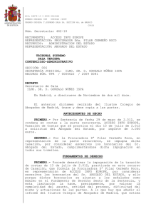 Resolución del Secretario Judicial, 19/11/2012