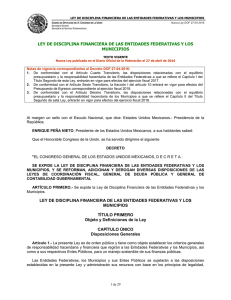 LEY DE DISCIPLINA FINANCIERA DE LAS ENTIDADES FEDERATIVAS Y LOS MUNICIPIOS