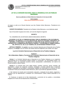 LEY DE LA COMISIÓN NACIONAL PARA EL DESARROLLO DE LOS... INDÍGENAS