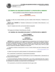 LEY GENERAL DEL EQUILIBRIO ECOLÓGICO Y LA PROTECCIÓN AL AMBIENTE