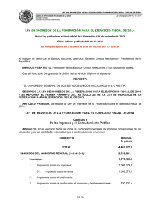 LEY DE INGRESOS DE LA FEDERACIÓN PARA EL EJERCICIO FISCAL...