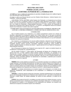 SEGUNDA SECCION PODER LEGISLATIVO AUDITORIA SUPERIOR DE LA FEDERACION