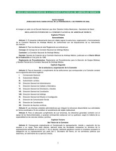 REGLAMENTO INTERNO DE LA COMISIÓN NACIONAL DE ARBITRAJE MÉDICO