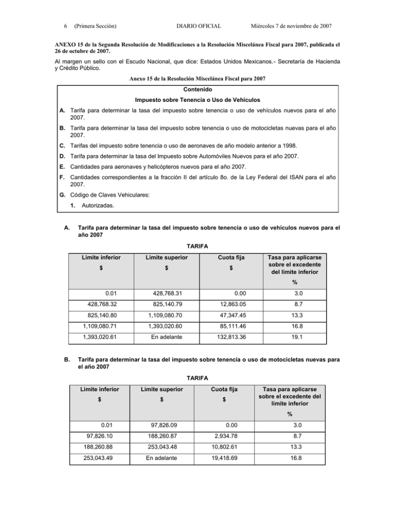 6 (Primera Sección) DIARIO OFICIAL